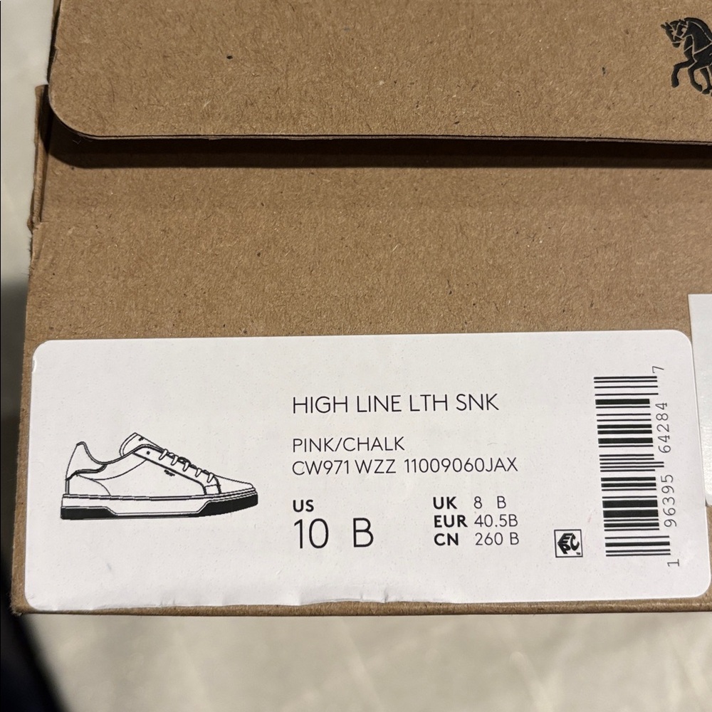 🐴 Coach High Line Leather Sneakers in Pink/Chalk. Size 10. New! - Picture 15 of 16